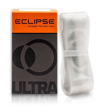 Sort og orange emballage med "Eclipse Ultralight TPU Inner Tubes" og en gennemsigtig slange.